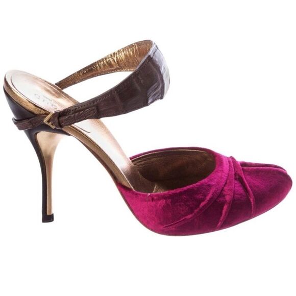 Tom Ford for Gucci Velvet & Crocodile Heels - Picture 1 of 10